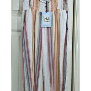 Striped Wide-Leg Pants With Smocked Waistband By Sallylemon